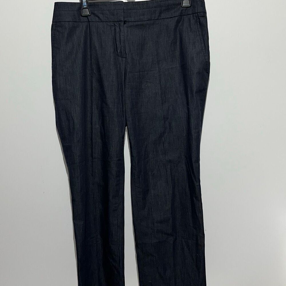 Ann Taylor Loft Women's Gray Julie Chambray Cotton Blend‎ Trouser Pants Size 8